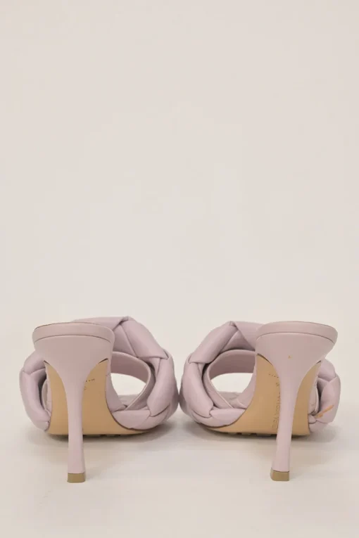 Lilac intrecciato nappa leather square-toe Lido 105 heeled slide sandals