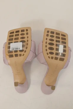 Lilac intrecciato nappa leather square-toe Lido 105 heeled slide sandals