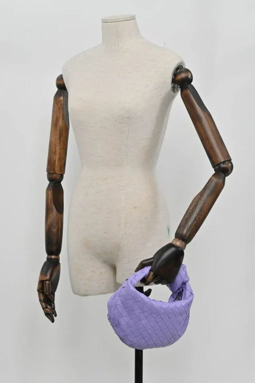Lilac intrecciato nappa leather Jodie mini knotted shoulder bag