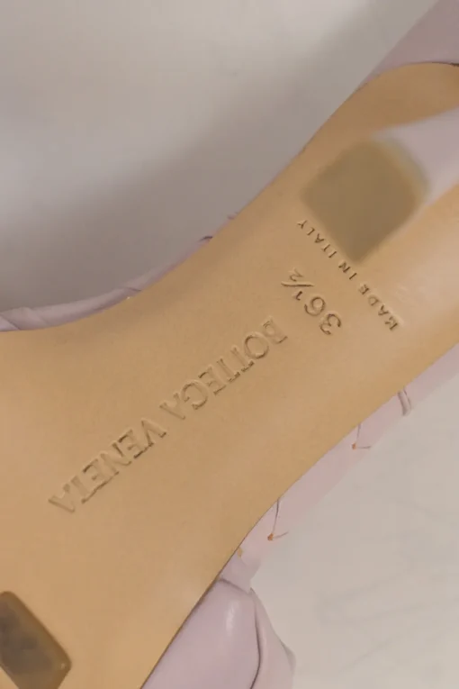 Lilac intrecciato nappa leather square-toe Lido 105 heeled slide sandals