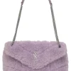 Lilac merino shearling and lambskin Loulou shoulder bag