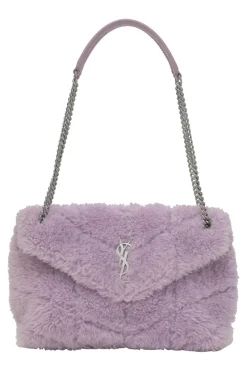 Lilac merino shearling and lambskin Loulou shoulder bag