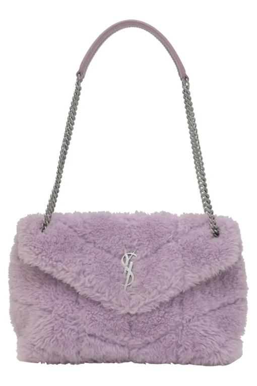 Lilac merino shearling and lambskin Loulou shoulder bag