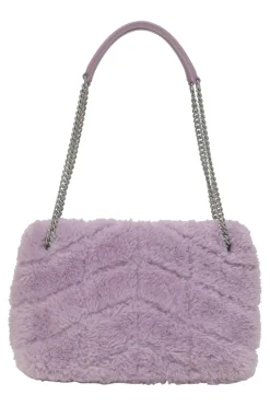 Lilac merino shearling and lambskin Loulou shoulder bag
