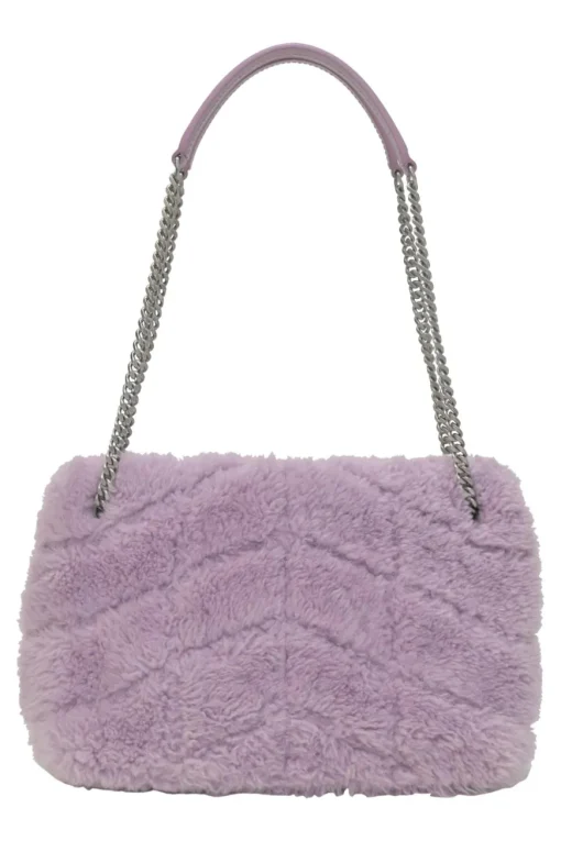 Lilac merino shearling and lambskin Loulou shoulder bag