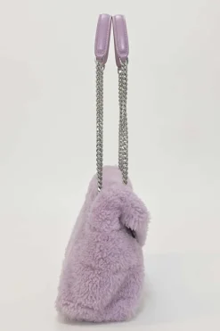 Lilac merino shearling and lambskin Loulou shoulder bag