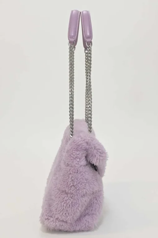 Lilac merino shearling and lambskin Loulou shoulder bag
