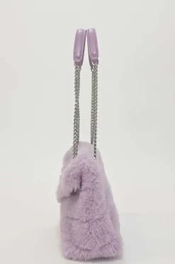 Lilac merino shearling and lambskin Loulou shoulder bag