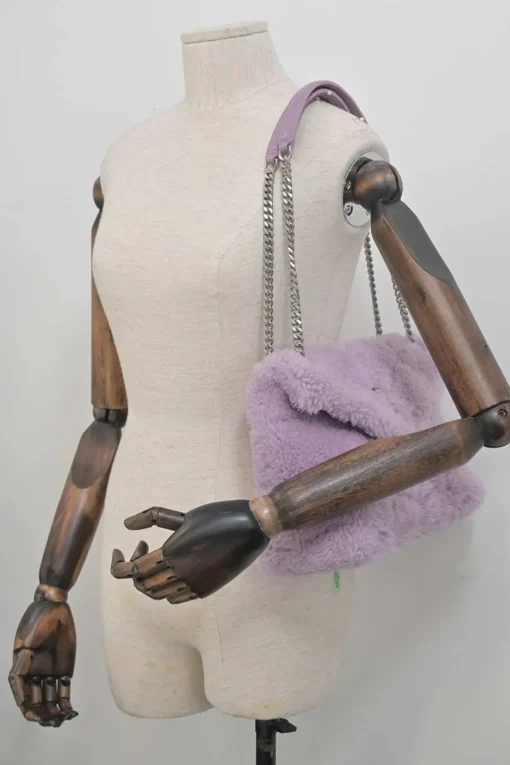 Lilac merino shearling and lambskin Loulou shoulder bag
