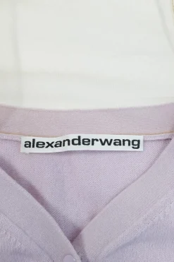 Lilac paneled wool-blend and illusion tulle cropped off-shoulder cardigan with sheer yoke