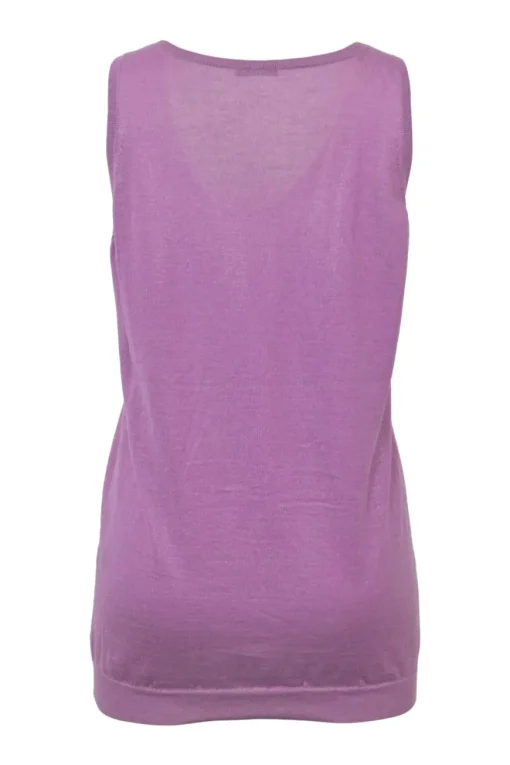 Lilac semi-sheer cashmere-silk blend jersey knit tank top