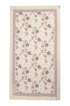 Lilac semi-sheer floral print rectangle scarf