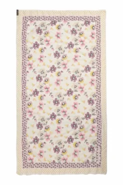 Lilac semi-sheer floral print rectangle scarf