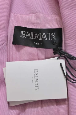 Lilac wool two-piece mini skirt suit set featuring double breasted tailored jacket and sailor-style pencil skirt