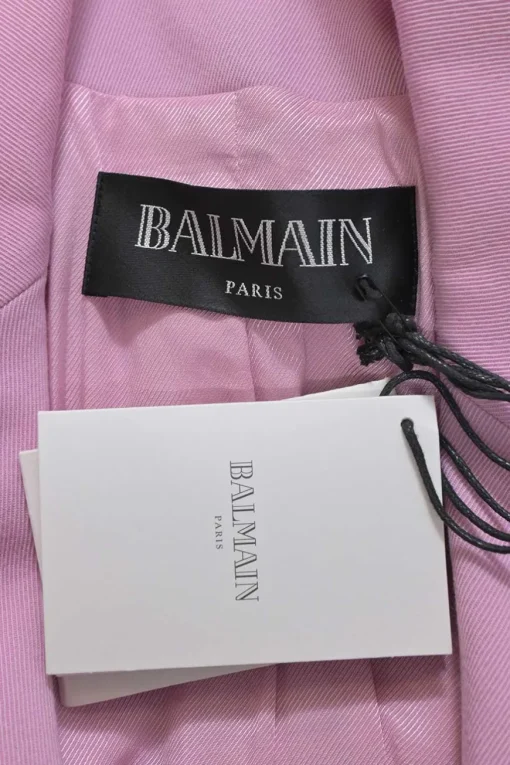Lilac wool two-piece mini skirt suit set featuring double breasted tailored jacket and sailor-style pencil skirt