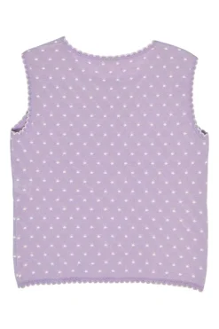 Lilac wool-blend scalloped argyle pointelle cardigan and sleeveless top twin set