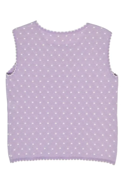 Lilac wool-blend scalloped argyle pointelle cardigan and sleeveless top twin set