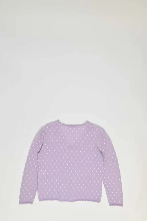 Lilac wool-blend scalloped argyle pointelle cardigan and sleeveless top twin set