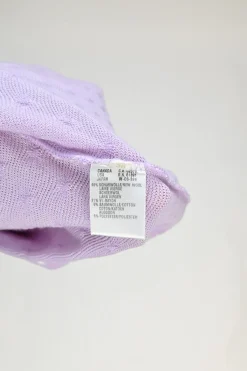 Lilac wool-blend scalloped argyle pointelle cardigan and sleeveless top twin set