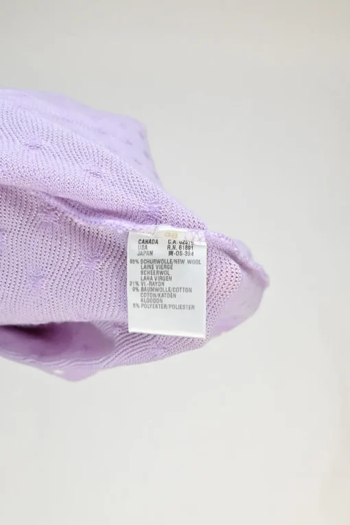 Lilac wool-blend scalloped argyle pointelle cardigan and sleeveless top twin set