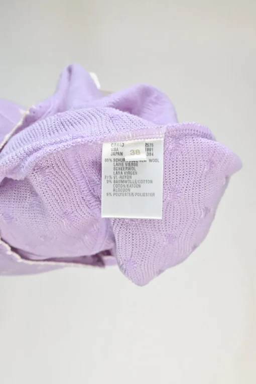 Lilac wool-blend scalloped argyle pointelle cardigan and sleeveless top twin set
