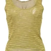 Lime green semi-sheer space-dyed jersey knit pullover tank top
