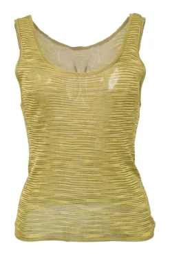 Lime green semi-sheer space-dyed jersey knit pullover tank top
