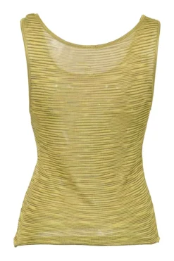 Lime green semi-sheer space-dyed jersey knit pullover tank top