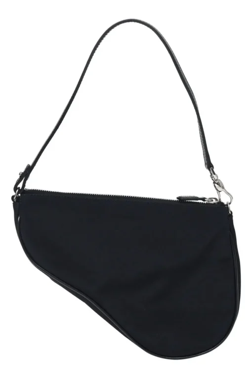 Limited Edition black nylon Saddle Pochette bag with red sequin-embellished floral appliqué