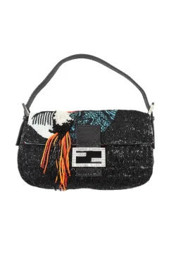 Limited Edition Lizard-trimmed beaded Tucano Baguette Shoulder Bag
