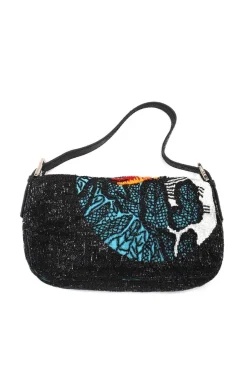 Limited Edition Lizard-trimmed beaded Tucano Baguette Shoulder Bag