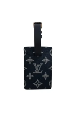 Limited edition Louis Vuitton x Chapman brothers navy monogram luggage tag with lion screen print