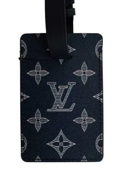 Limited edition Louis Vuitton x Chapman brothers navy monogram luggage tag with lion screen print