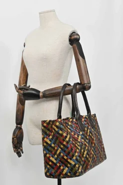 Limited release multi-colour Intrecciato leather Cabat tote