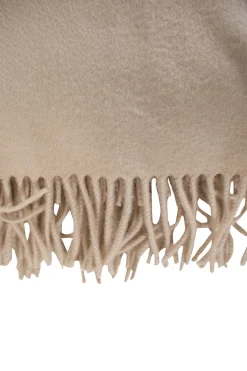 Loro Piana pure cashmere blanket wrap with fringes in beige with embroidered Loro Piana signature