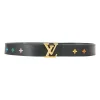 Louis Vuitton black New Wave leather belt with gold tone LV buckle