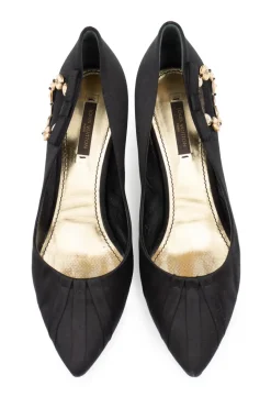 Louis Vuitton Black point toe satin pumps, EU 38.5