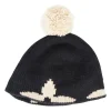 Louis Vuitton black/beige floral patterned wool knit pom beanie hat