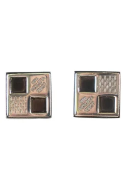 Louis Vuitton black/silver square cufflinks with case