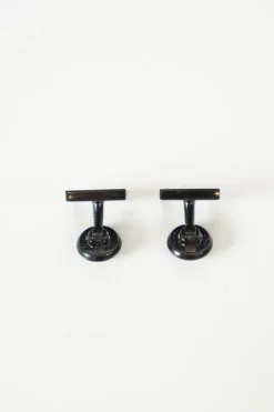 Louis Vuitton black/silver square cufflinks with case