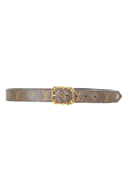 Louis Vuitton brown monogram canvas belt with gold tone buckle