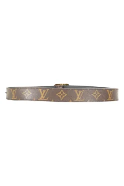 Louis Vuitton brown monogram canvas belt with gold tone buckle