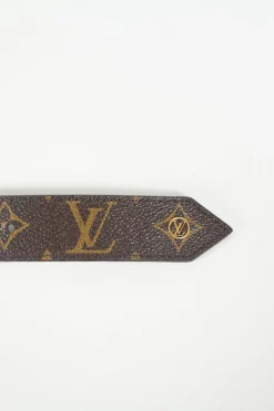 Louis Vuitton brown monogram canvas belt with gold tone buckle