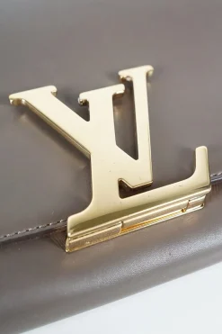 Louis Vuitton grey Chain Louise GM leather crossbody bag with gold tone hardware