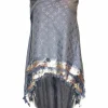 Louis Vuitton grey The Party monogram triangle silk/wool shawl with sequin and fringes