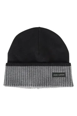 Louis Vuitton grey/black bonnet wool knit hat