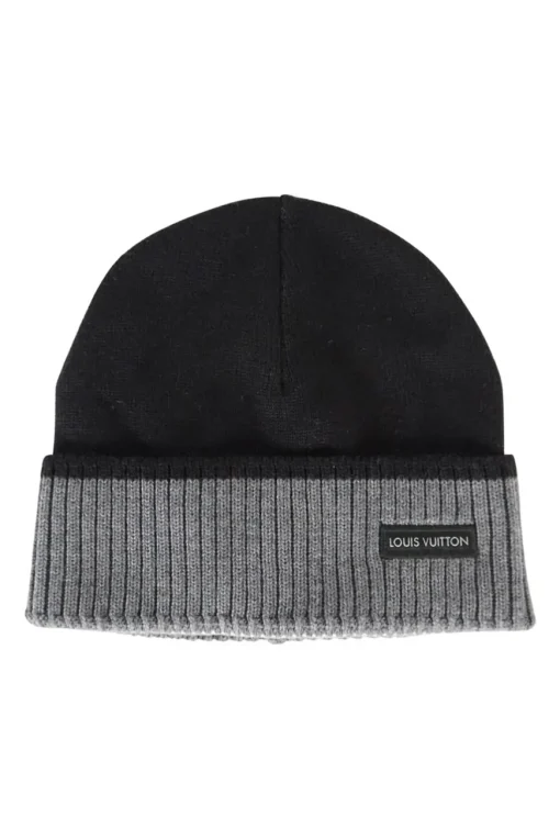 Louis Vuitton grey/black bonnet wool knit hat