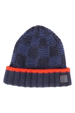 Louis Vuitton red/blue damier knit cashmere Helsinki Beanie hat