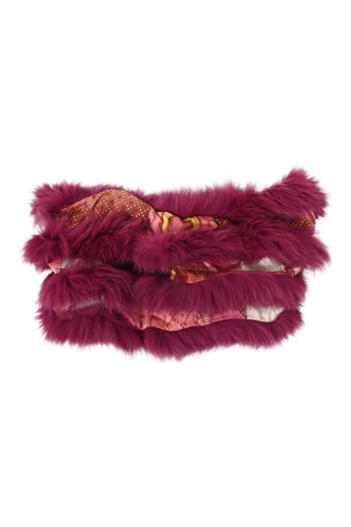 Magenta fox fur-trimmed silk infinity scarf