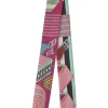 Magenta silk 'Sangles en Zig Zag' print Twilly scarf featuring original artwork by Virginie Jamin